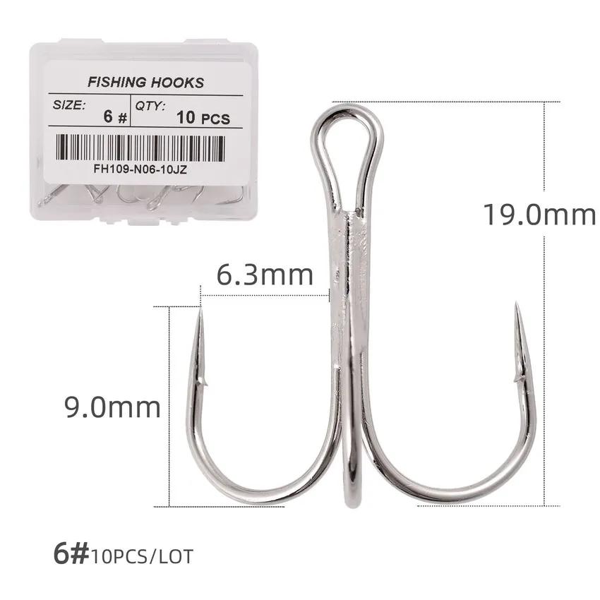 Hameçons triples de pêche aiguisés blancs, matériel de pêche au poisson, outils et accessoires, 10 p
