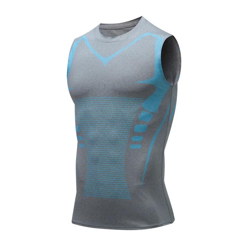 Débardeur de Compression pour hommes, chemise de gymnastique sans manches, impression à séchage rapi