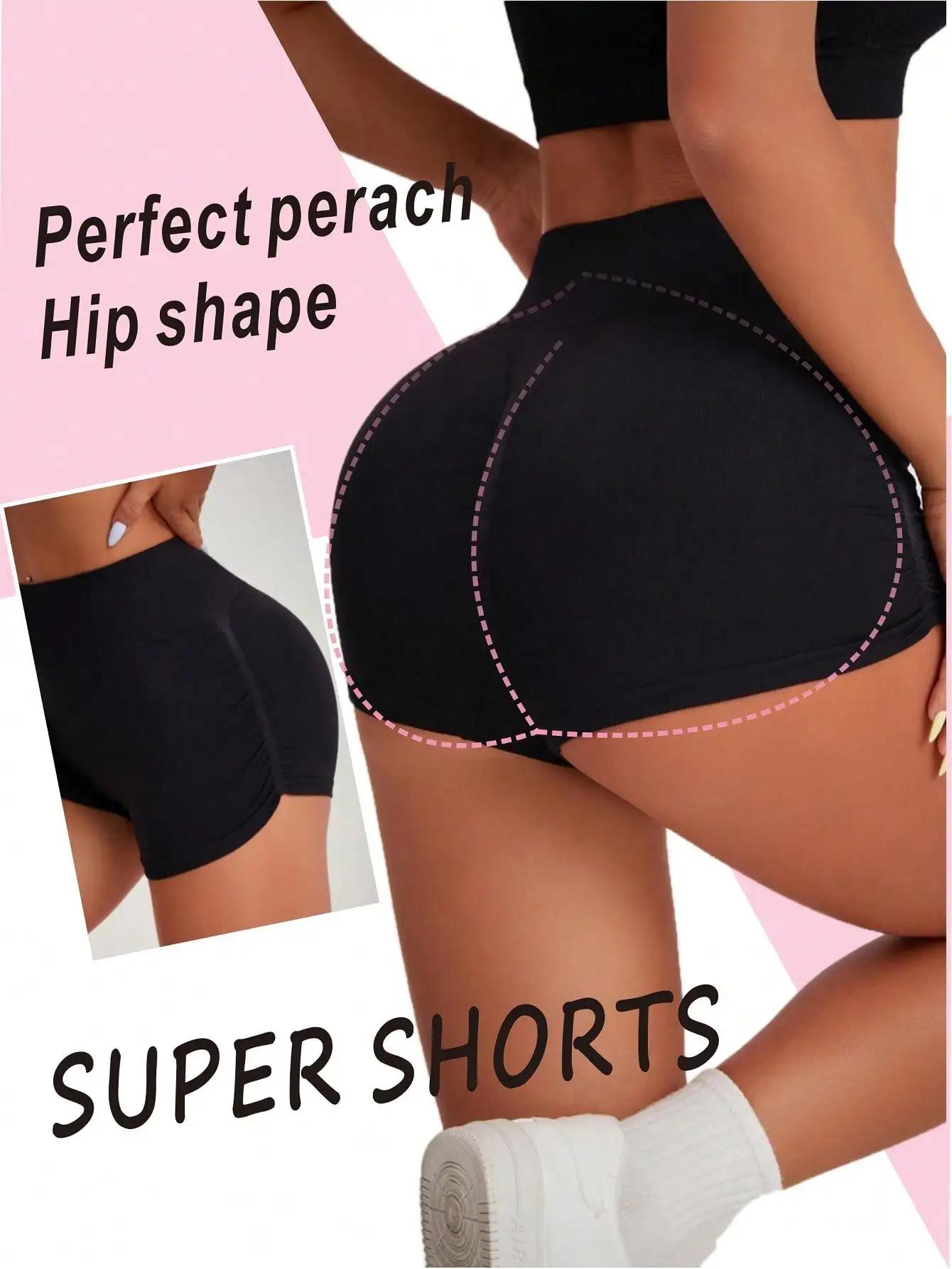 Short de yoga sans couture pour femme, taille haute, froissé, levage des fesses, pantalon d'entraîne