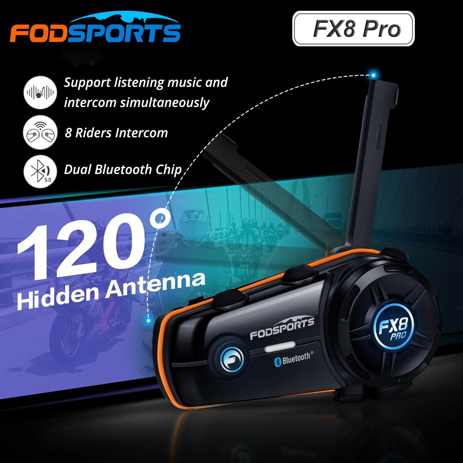 Fodsports FX8 Pro Interphone casque de Moto casques 8 coureurs double Bluetooth Intercomunicador Mot