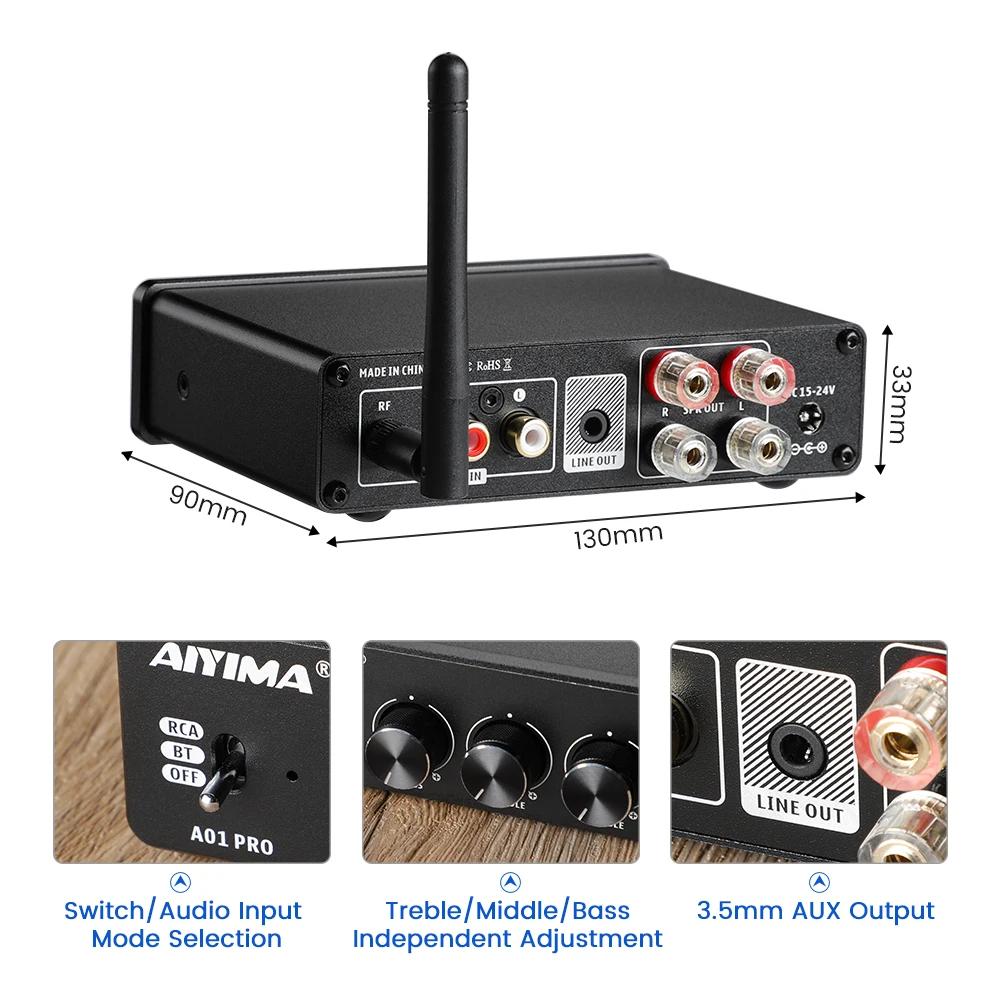 Amplificateur de puissance Bluetooth AIYIMA A01 PRO TPA3116D2, amplificateur audio HIFI 100W stéréo