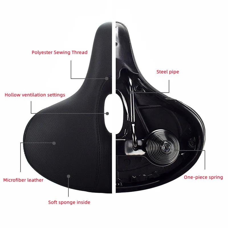 Selle vélo souple éponge épaisse - Coussin siège silicone longue distance - Absorption chocs à ressort confort route
