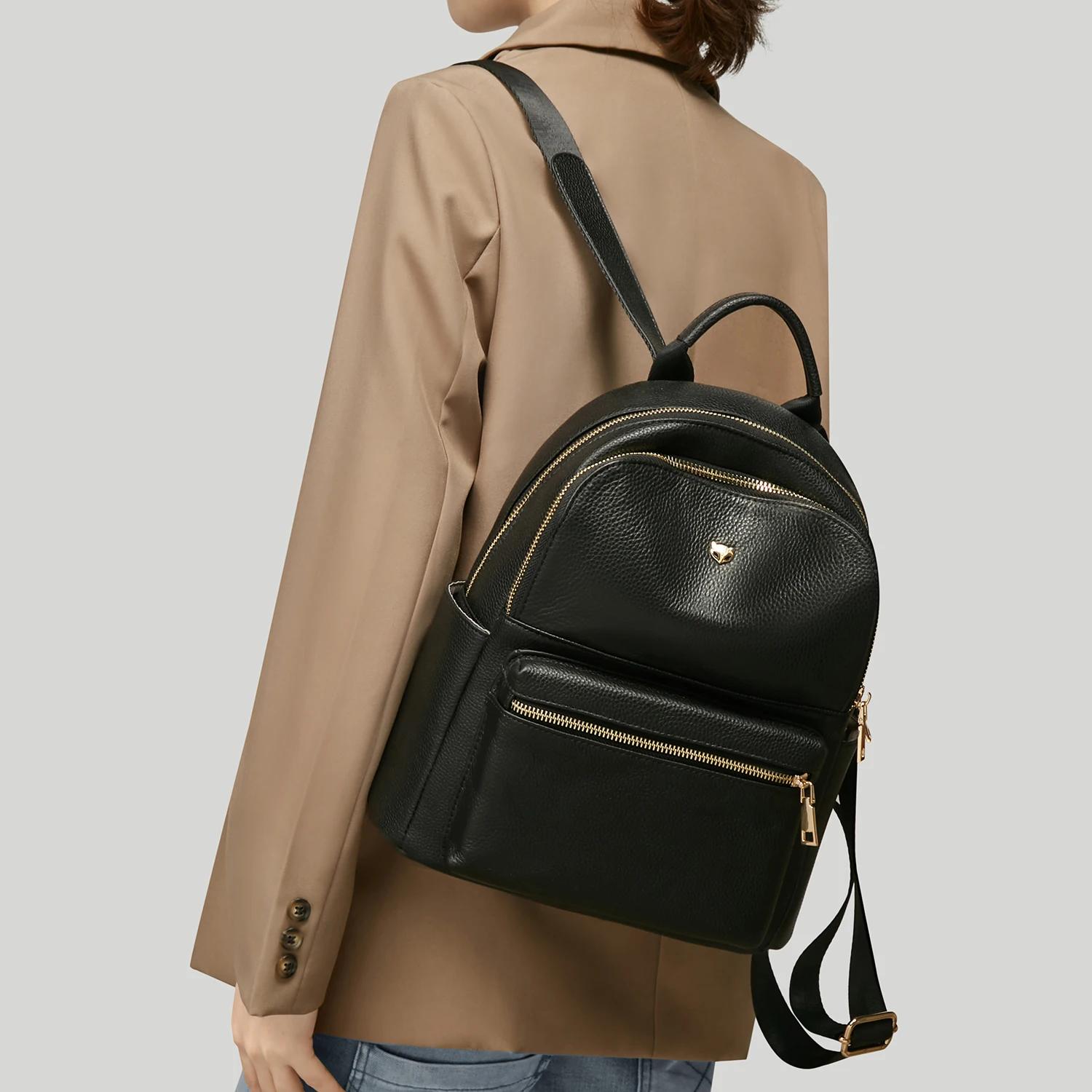 Sac à dos en cuir véritable pour femmes de la marque FOXER, sac à bandoulière de voyage tendance 202