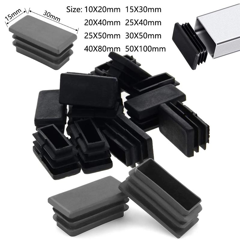 5/10 pièces carré en plastique noir obturateur embout Tube tuyau insérer bouchon bonde 10X20mm ~ 50X