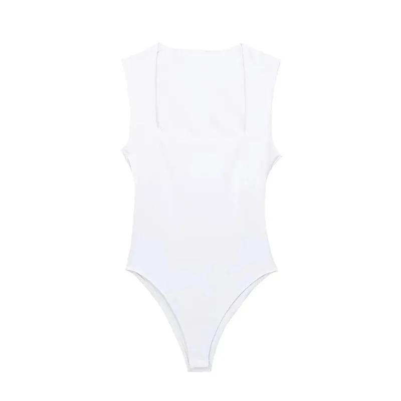 MUJER 2025 noir femme corps col carré sans manches Body femmes bleu blanc Sexy serré Body Lingerie m