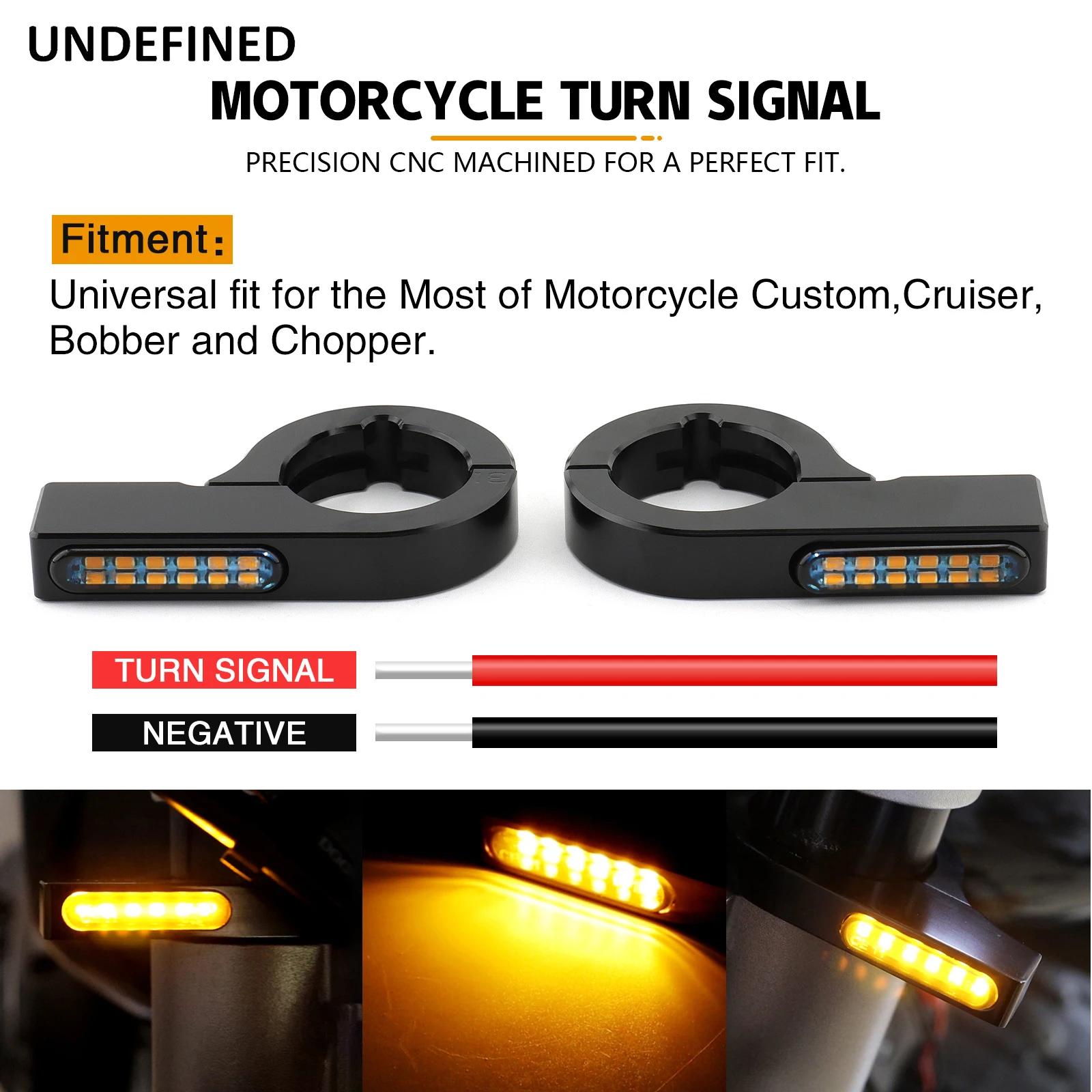 Pince de fourche pour moto, 28mm-58mm, clignotants, indicateurs LED, lumières ambre pour Harley Hond