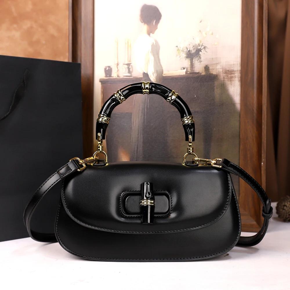 Le nouveau sac de selle à main en bambou 2025 est un petit sac à bandoulière polyvalent et haut de g