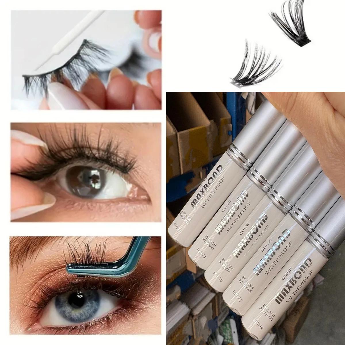 Colle à cils longue durée Super forte, 7G, imperméable, aspect naturel, Non irritante, applicateur à