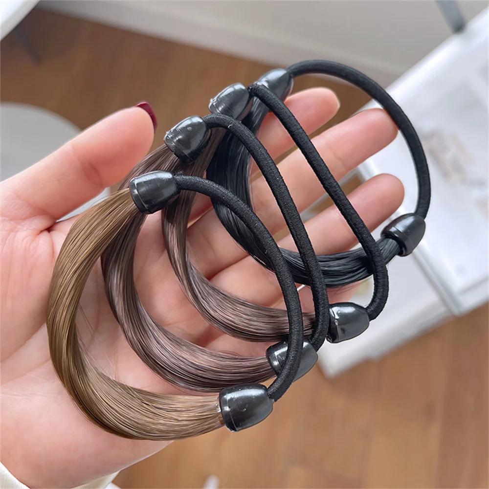 Nouvelle fausse perruque élastique attaches de cheveux pour femmes fille porte-queue de cheval bande