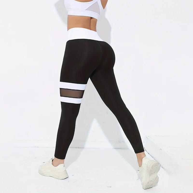Leggings de pantalons de yoga taille haute colorés pour femmes Leggings d'entraînement de contrôle d