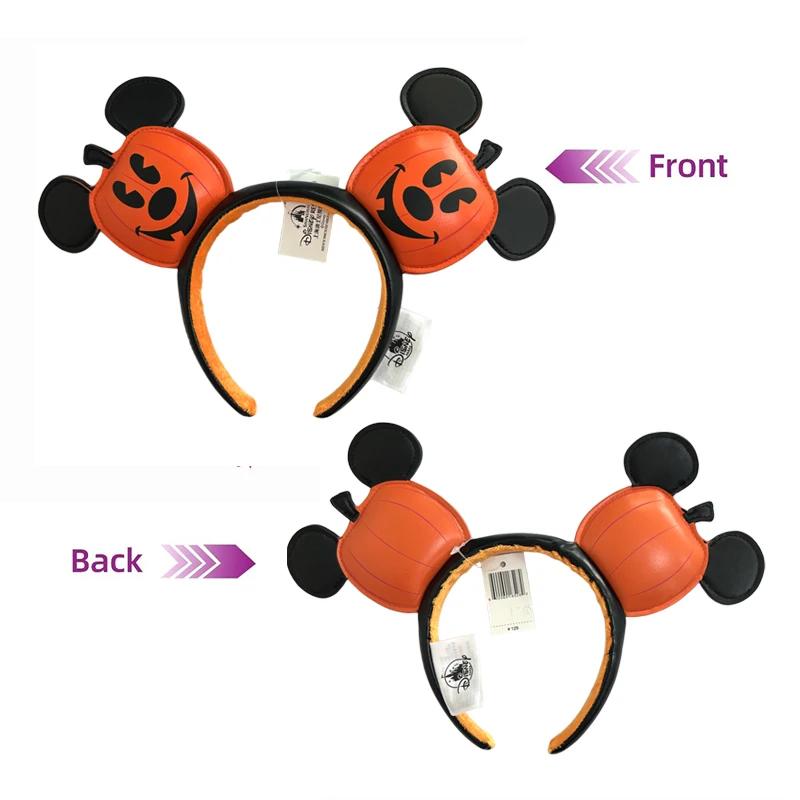 Disney citrouille Mickey Minnie bandeau adultes/enfant Disneyland PU cuir arc oreille femmes cadeaux