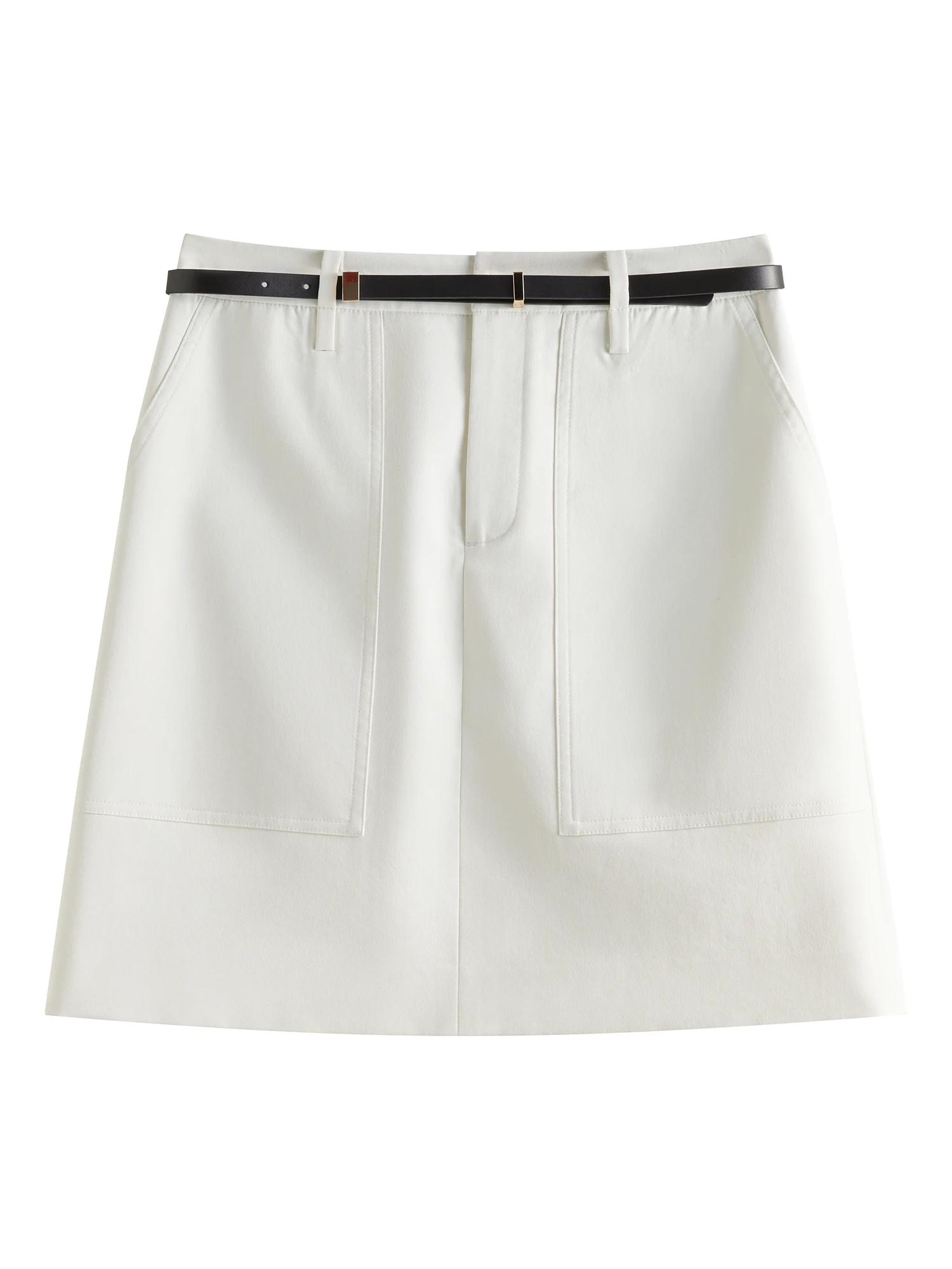 FSLE-Mini jupe blanche pour femme, 2 tours, simple, ligne A Piedmont, printemps, ceintures, 15.2% co