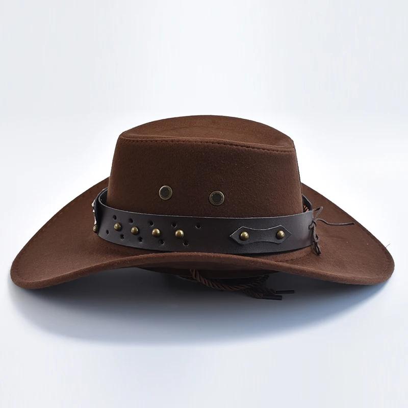 Chapeaux de Cowboy Western en Daim Artificiel, Chapeau de Cowgirl Vintage, Grand Bord, Gentleman Jaz