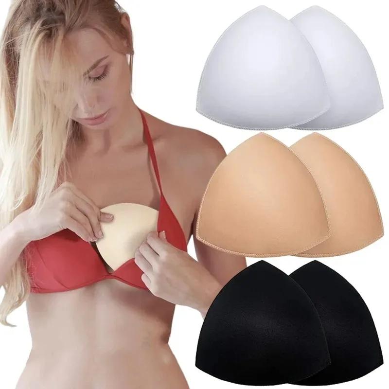 2/12 pièces coussinets de soutien-gorge éponge douce femmes Triangle soutien-gorge Pad sport Bikini