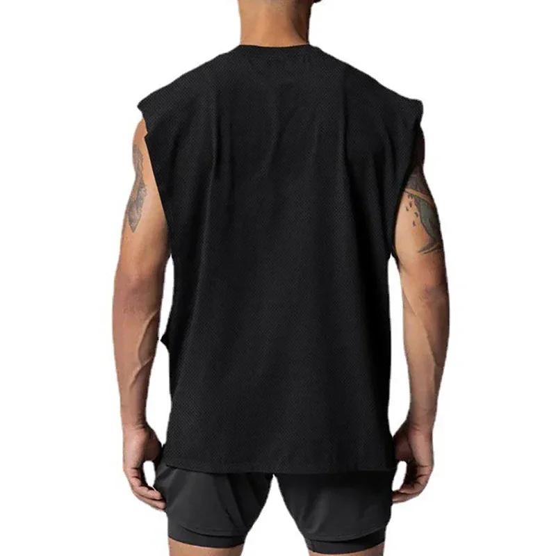 Vêtements de fitness en maille précieuse pour hommes, maillots de musculation, chemise de fibre musc