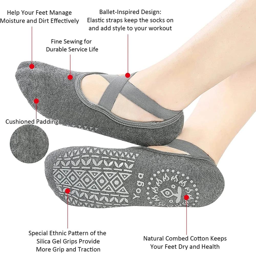 Chaussettes de yoga femmes antidérapantes en silicone - Pour pilates, ballet et fitness