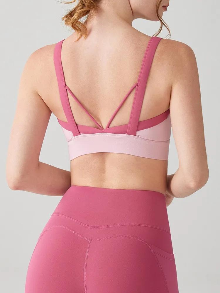 Soutien-gorge de sport à dos ouvert pour femme, sous-vêtements de course, yoga, fitness, gym, haut c