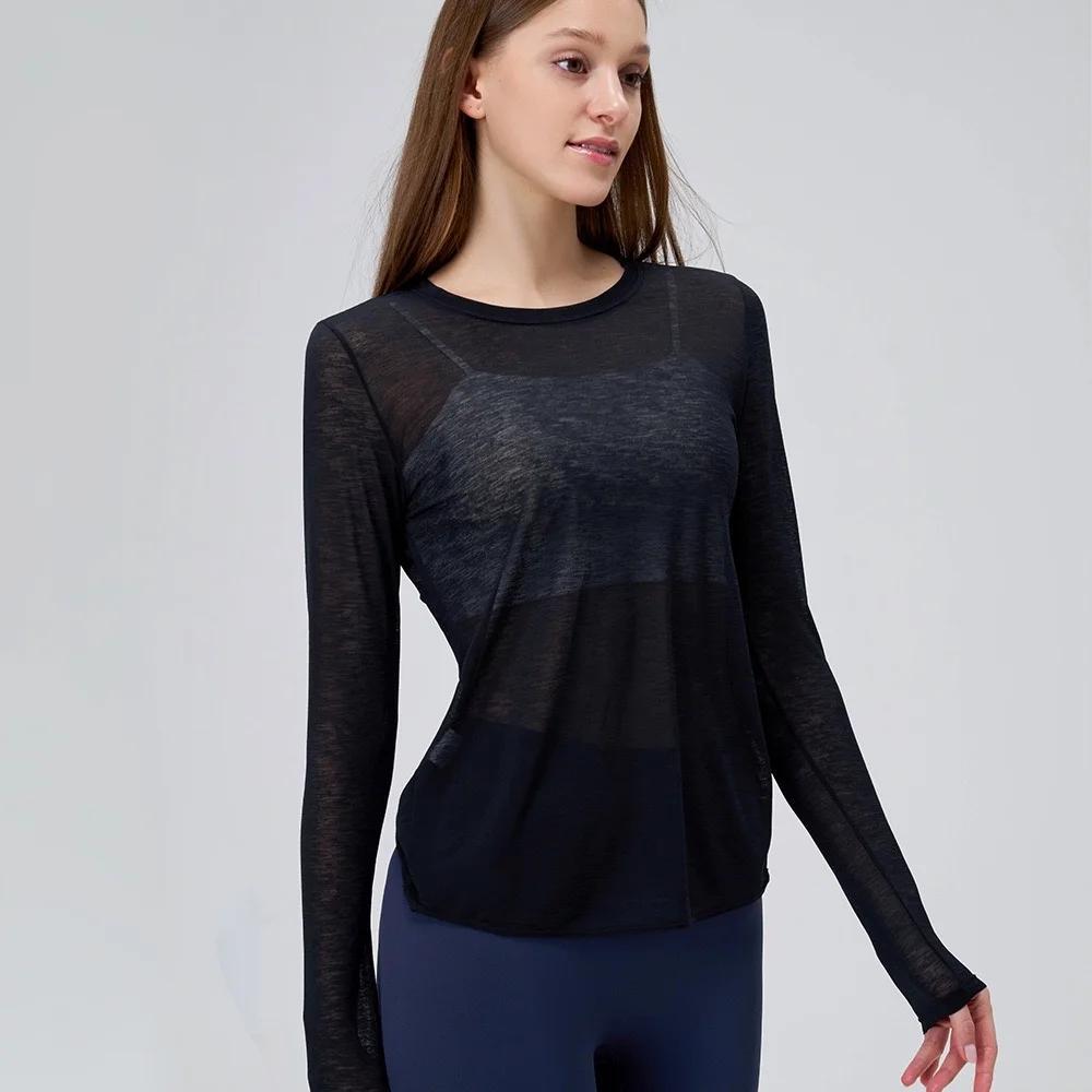 Costume de Yoga pour femmes, chemises à manches longues, beau dos, haut de sport, chemisier ample, P