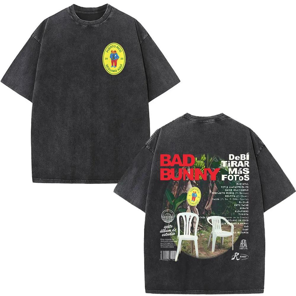 Lavé Vintage rappeur mauvais lapin T-shirt Debi Tirar Mas Fotos DTMF Album 2025 T-shirts hommes femm