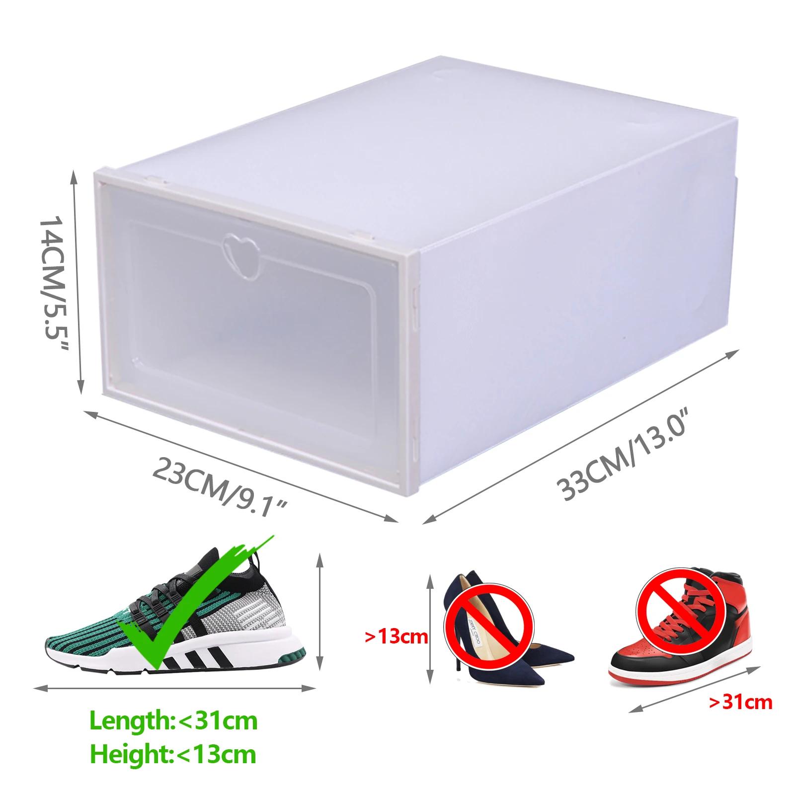 Boîtes à chaussures pliables, organisateurs de chaussures en plastique, étuis de rangement empilable