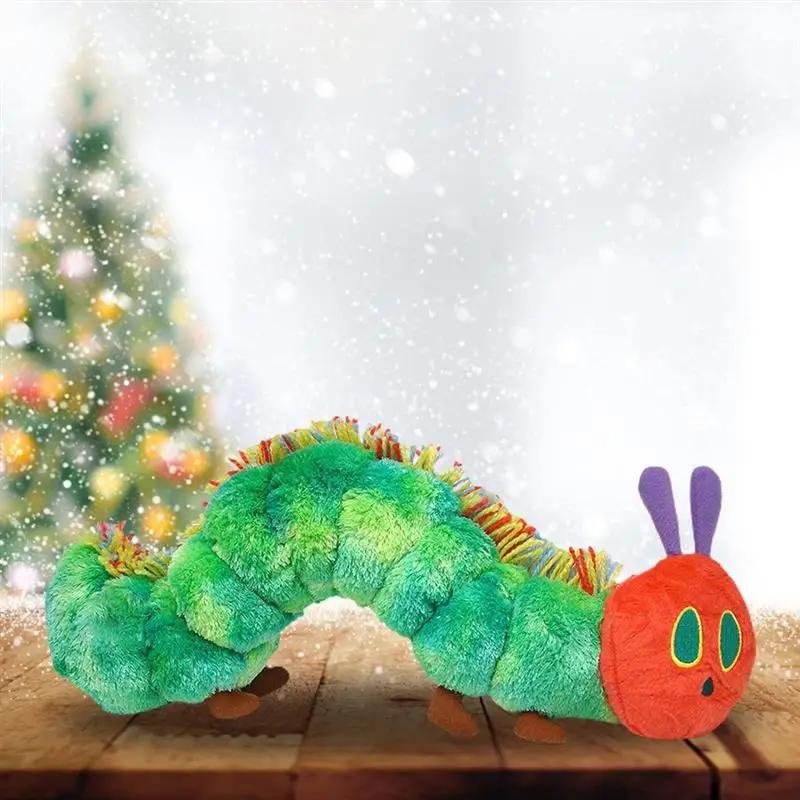 Jouet doux chenille de 22CM, poupées d'animaux en peluche en coton vert, joli cadeau créatif très af