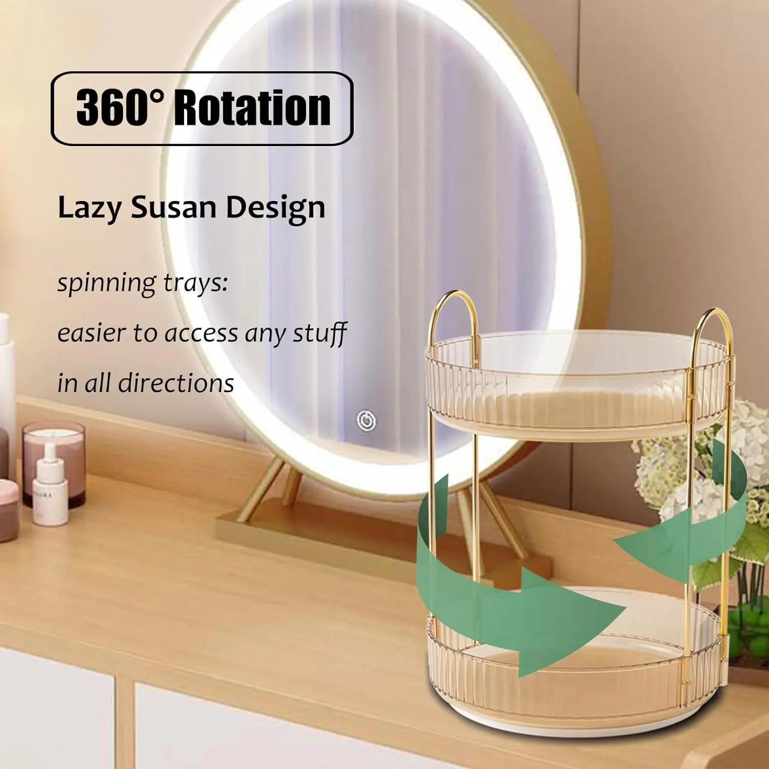 Commode cosmétique de parfum de stockage de soins de la peau, haut de seau, rotation 360, évaluation