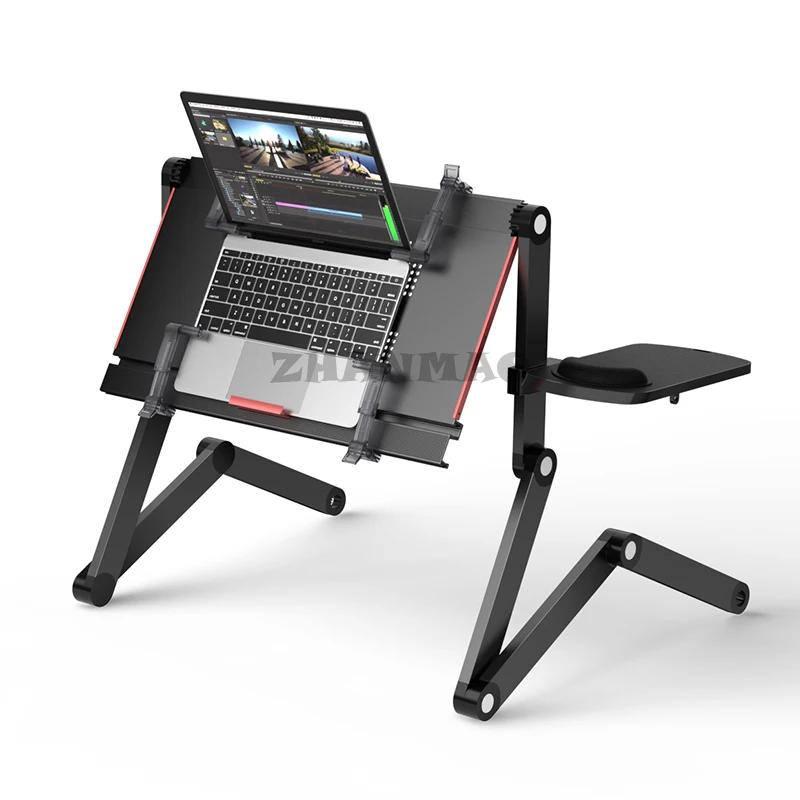 Couché plat sur le lit, bureau pour ordinateur portable, support pliable pour tablette, réglable et