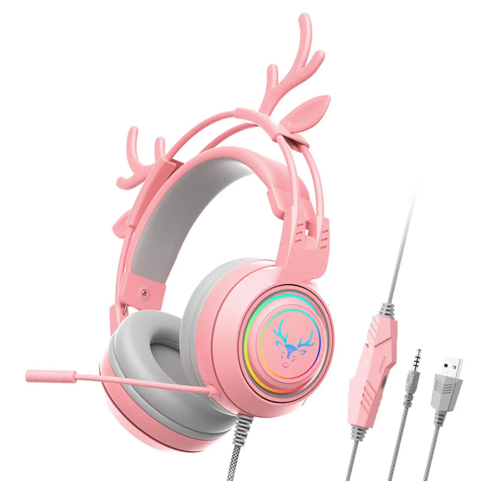 Casque de jeu filaire avec microphone rotatif, poignées amovibles, écouteurs Antlers, stéréo, ordina