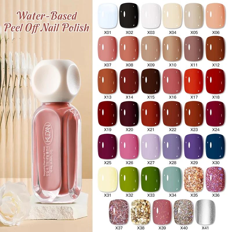 Vernis à ongles coloré à base d'eau, 10ml, pas besoin de lampe, rouge, rose, paillettes, Nail Art, t