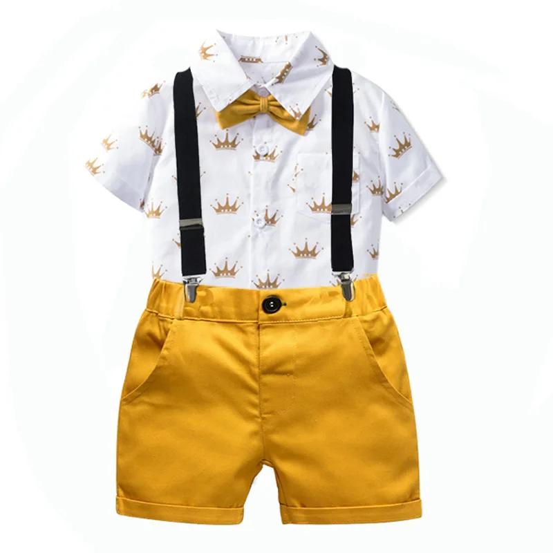 Beaux costumes pour enfants garçon vêtements chemise + short ensemble Boutique garçons été anniversa