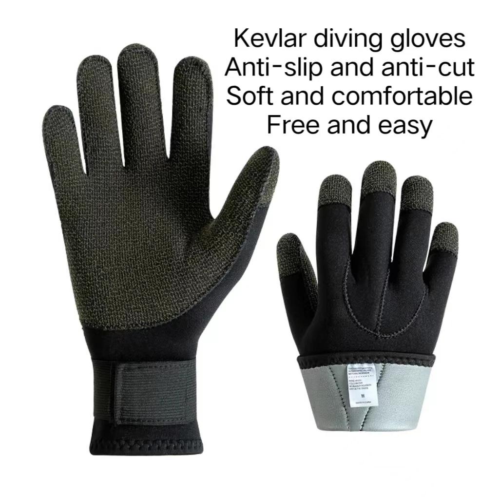 Gants de plongée en Kevlar de 3mm, résistants aux coupures, garde au chaud, noirs, pour la pêche sou