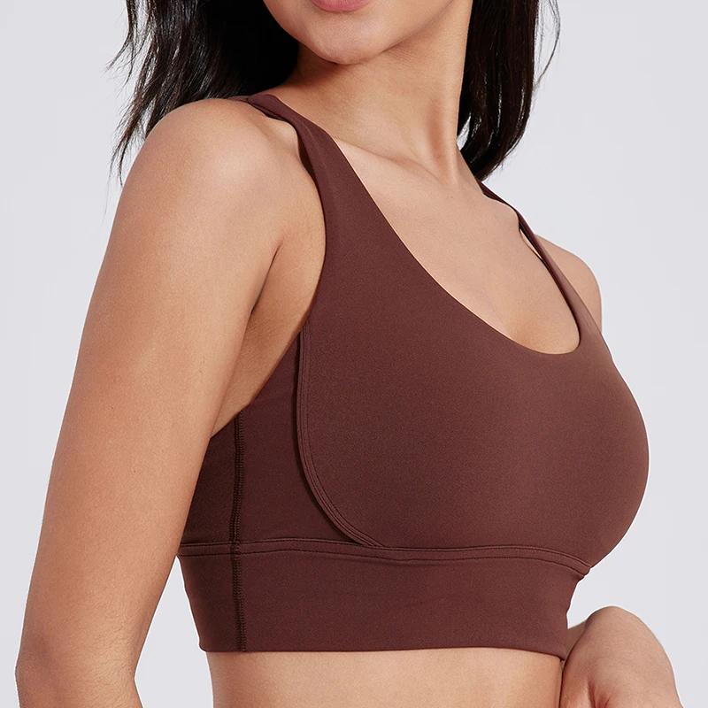 Soutien-gorge dos croisé pour femmes, couleur unie, sous-vêtements de Fitness, doux, Sport, haut de