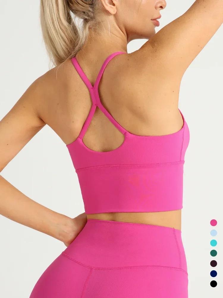 Soutien-gorge sport femme dos croisé Y forme sexy fitness yoga jogging entraînement sensation nue