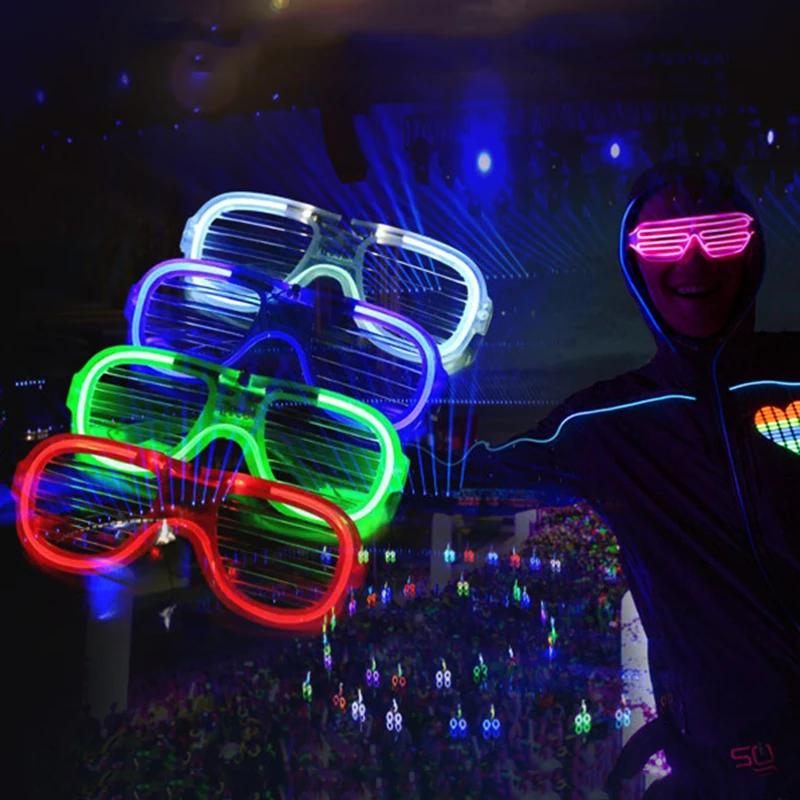 Lunettes de soleil néon phosphorescentes pour fête d'anniversaire et de mariage, lumière LED, faveur