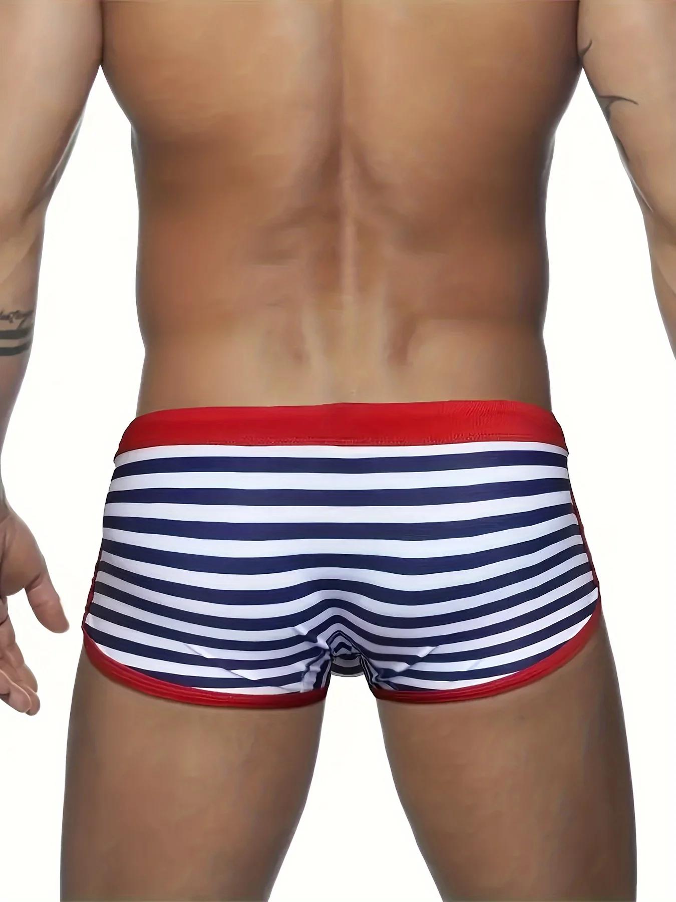 Maillot de bain confortable à rayures pour hommes, vêtements à séchage rapide, adaptés aux plages et