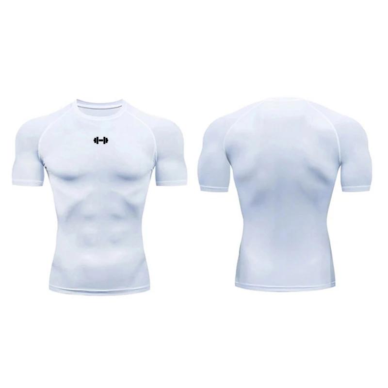 T-shirt de Compression pour hommes, vêtements de Sport d'été, T-shirt de course, élastique, séchage