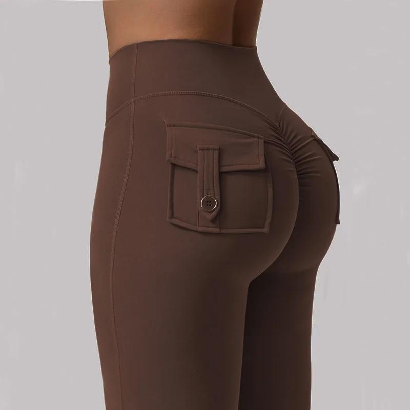 Pantalon évasé de Yoga pour femmes, pantalon taille haute à jambes larges, contrôle du ventre, Leggi