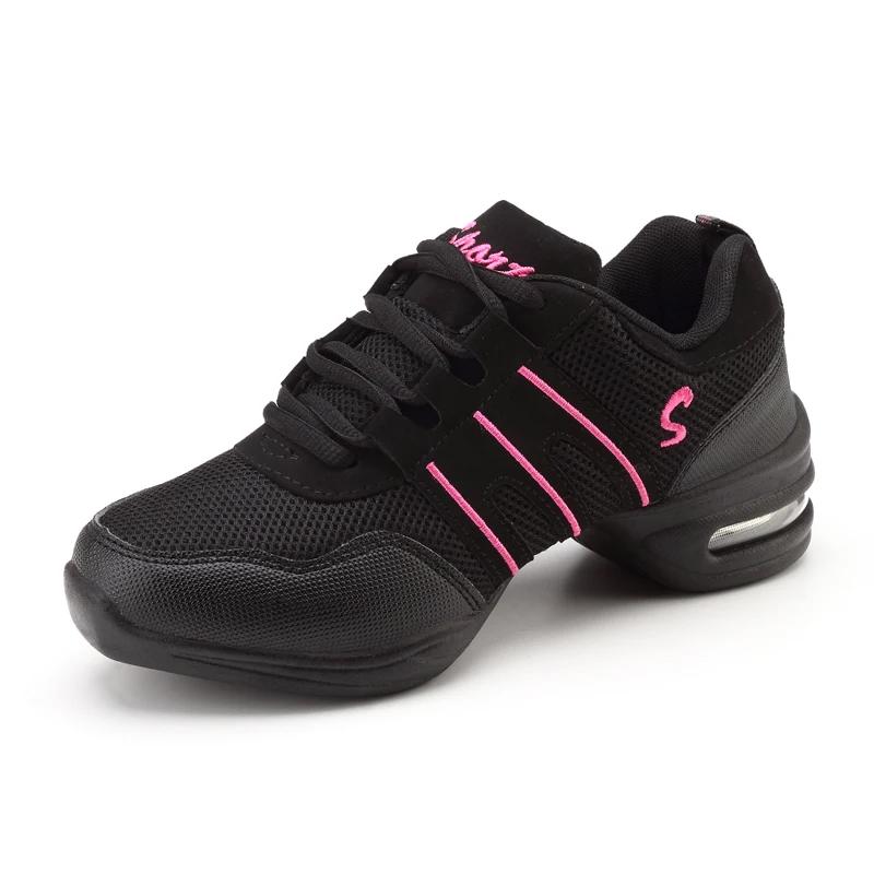 Chaussures de danse modernes pour filles, baskets de Jazz en maille tricotée à coussin d'air élastiq