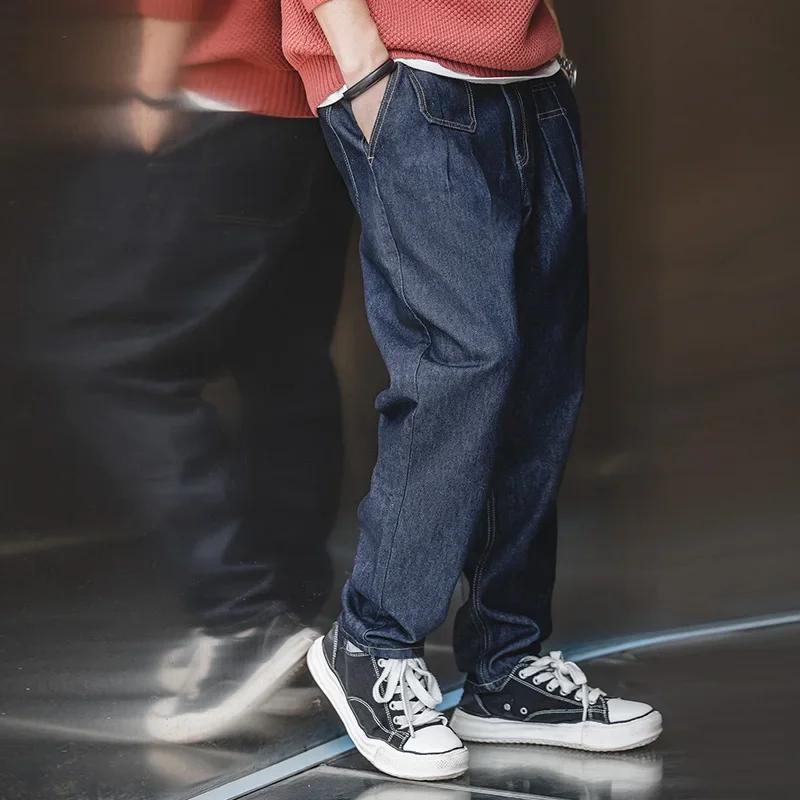 Maden rétro Denim lavage Baggy hommes Jean jambe large pantalon conique mode décontracté Streetwear