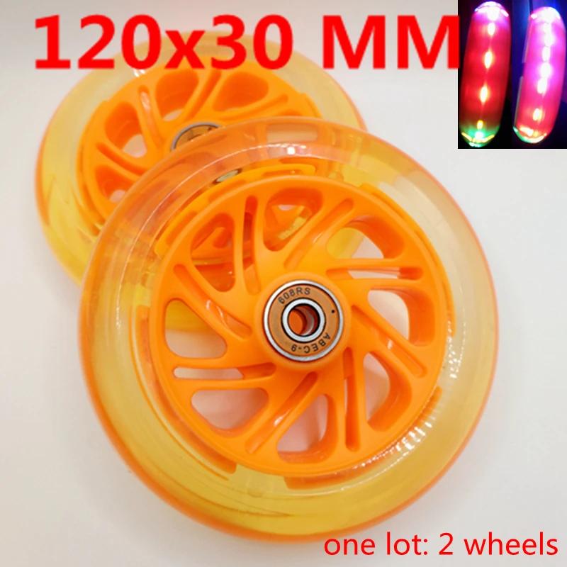 Roue de Scooter clignotante 120x30mm 120mm, roulements épais pour viande, haute qualité