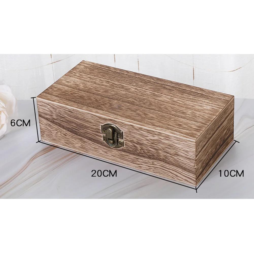 Boîte de rangement rectangulaire en bois, boîte à bijoux rétro, organisateur de bureau, conteneur à