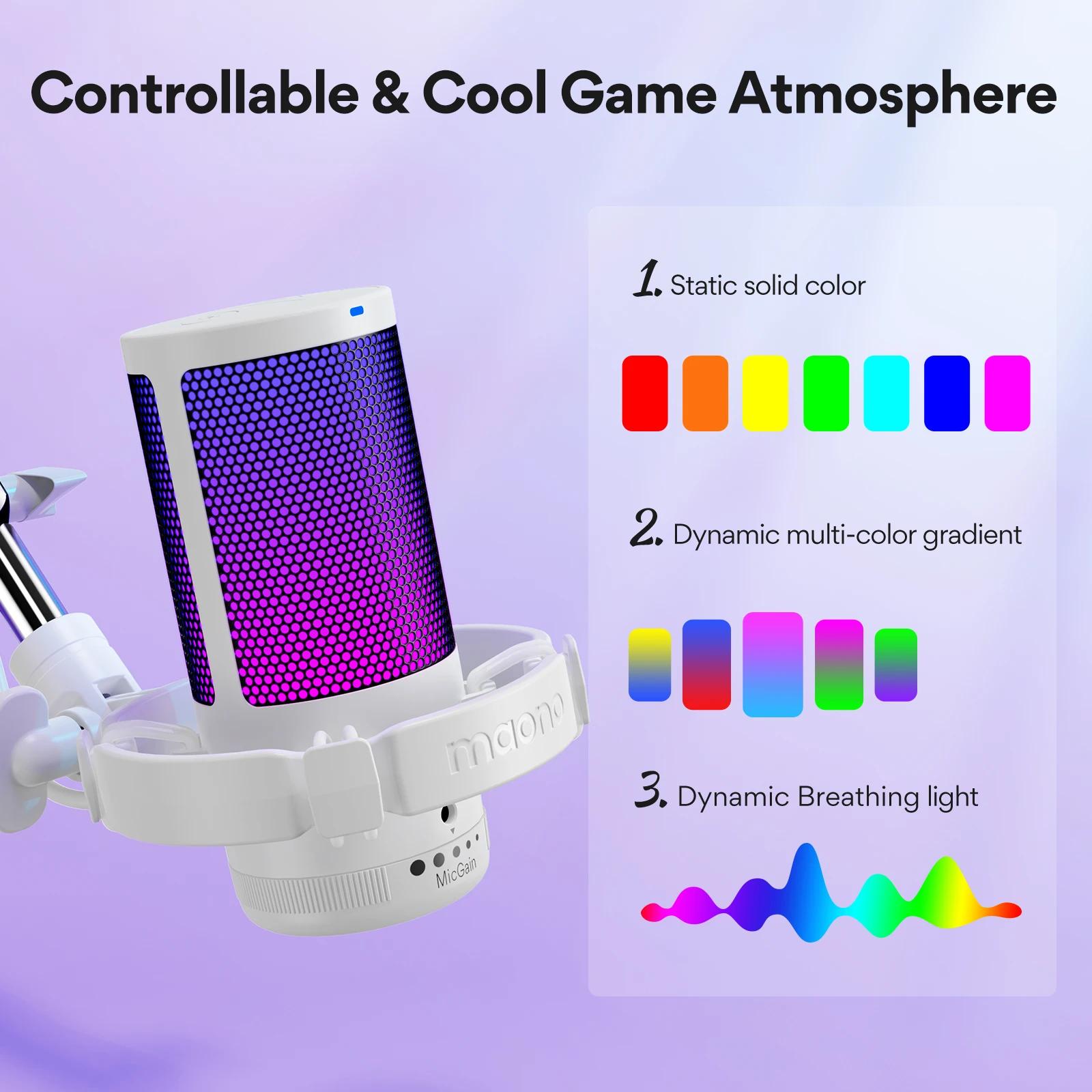 Microphone USB Gamerwave DGM20S, micro gaming, micro à condensateur, micro RGB, micro avec réduction