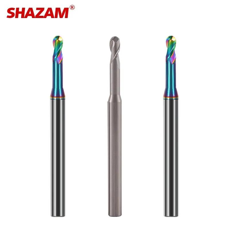 SZAZAM-Fraise en Carbure de Tungstène HRC55/60, Boule à 2 Cannelures pour Aluminium CNC, Traitement