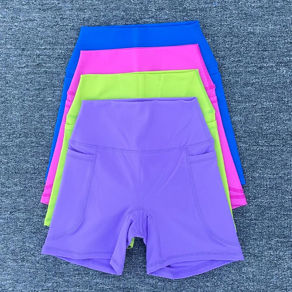 Short de sport à poches pour femmes, taille haute, short de levage des hanches, Yoga, court, entraîn