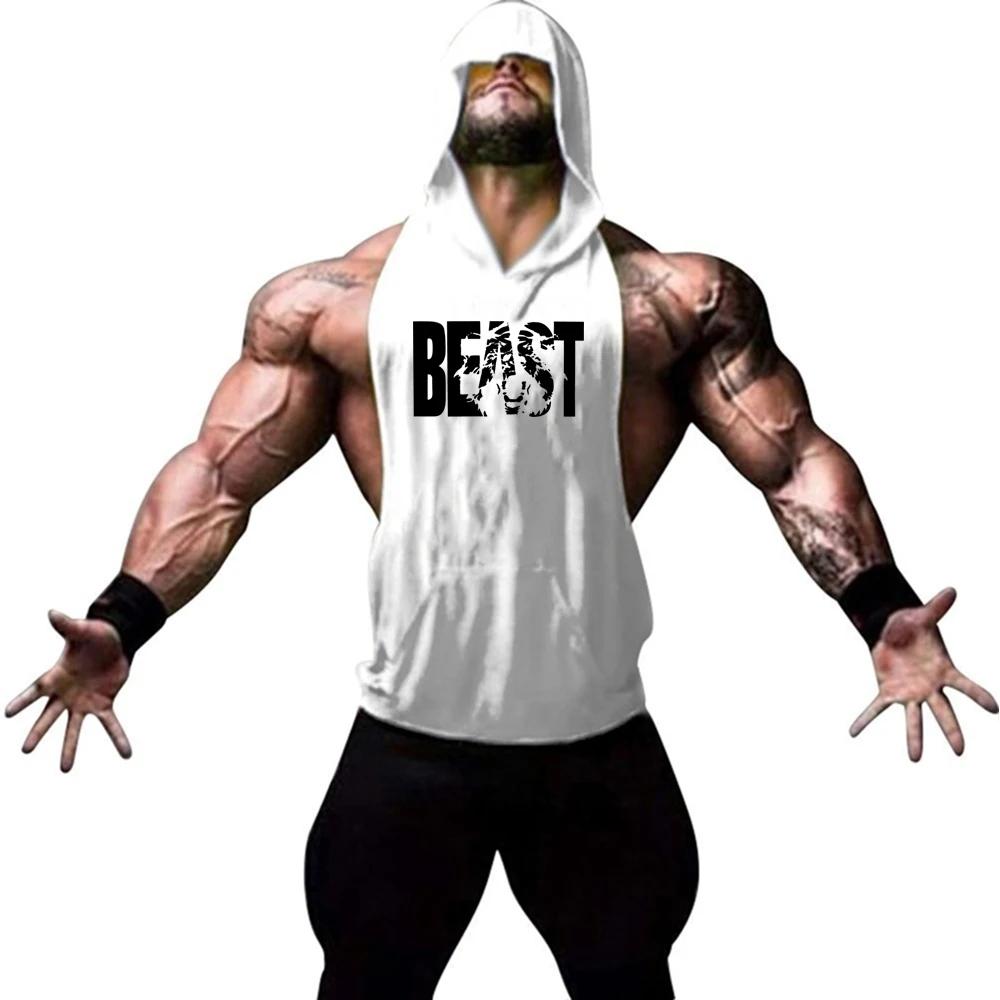 Gilet à capuche confortable hommes sweat décontracté fitness entraînement lettre imprimée mode estivale