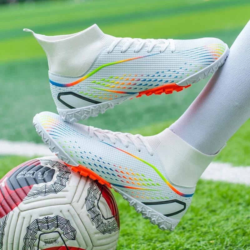 Chaussures de football respirantes unisexes pour match et entraînement sur gazon et futsal