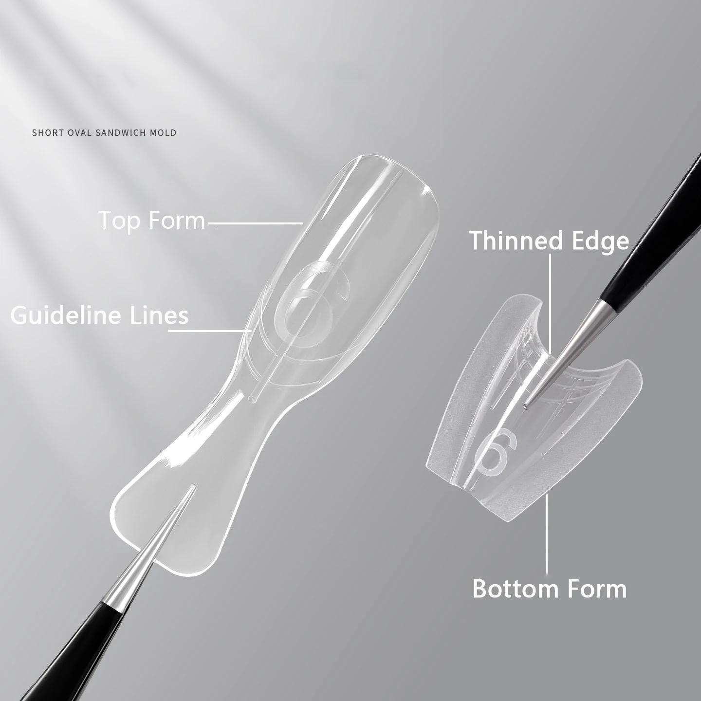 240 Pièces Nouvelles Formes Double pour Ongles Sandwich Réutilisables, Mélange de 15 Tailles, Courte