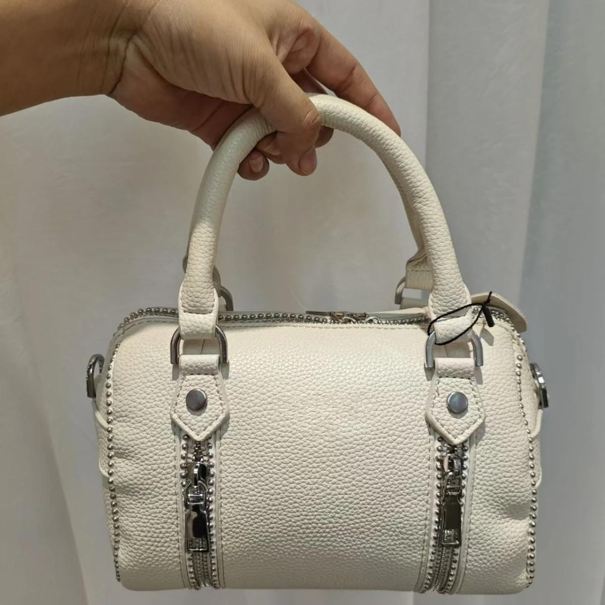 Nouveau sac à main seau noir en PU pour femme, motif litchi, à porter à l'épaule ou en bandoulière