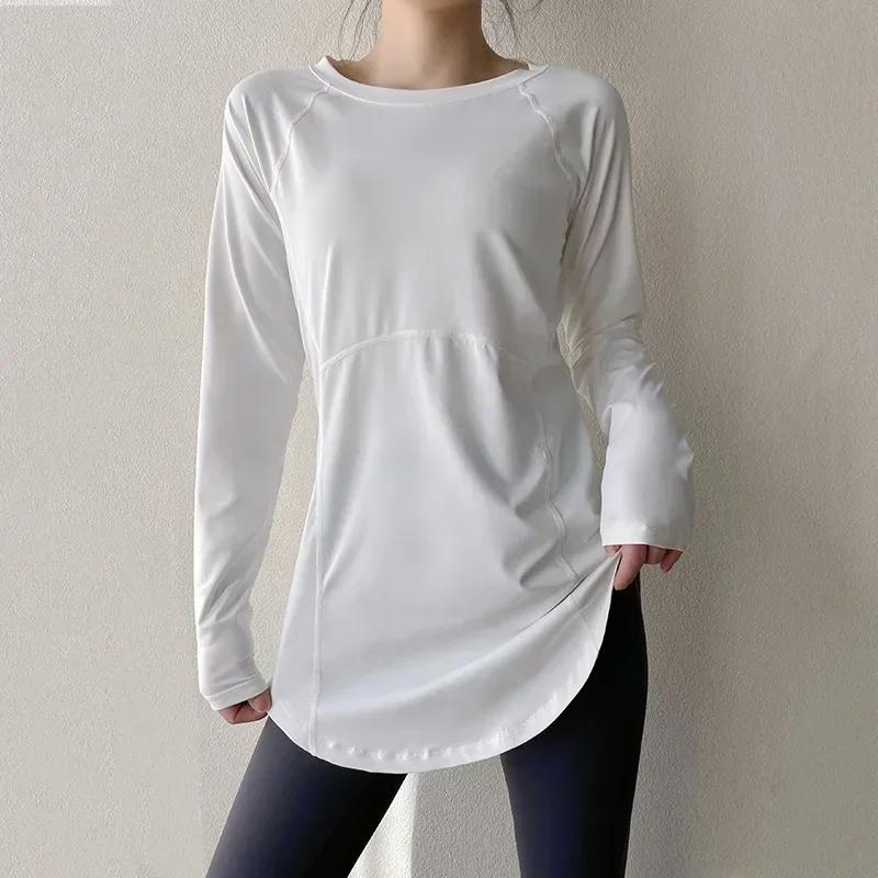 Nouvelle chemise de yoga ajustée à manches longues, vêtements de sport de course à pied d'exercice d