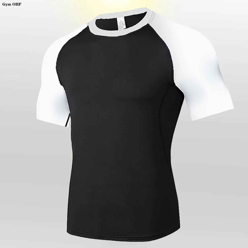 T-shirt compression homme course Fitness séchage rapide serré entraînement Gym Jersey